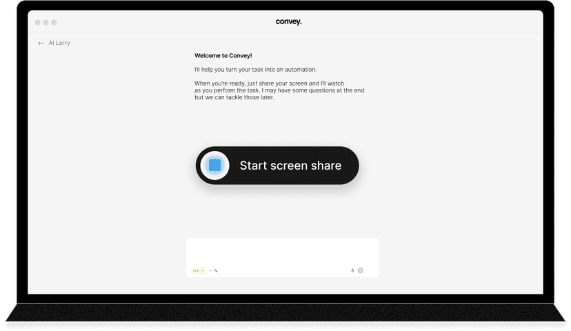 Convey screen share interface